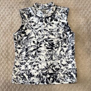 Athleta Black and White Geometric Swim Tank Top